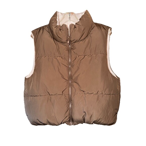 Love Tree Jackets & Blazers - Love Tree Women’s Small Reversible Puffer Vest -Brown Cream Full Zip Soft Cozy